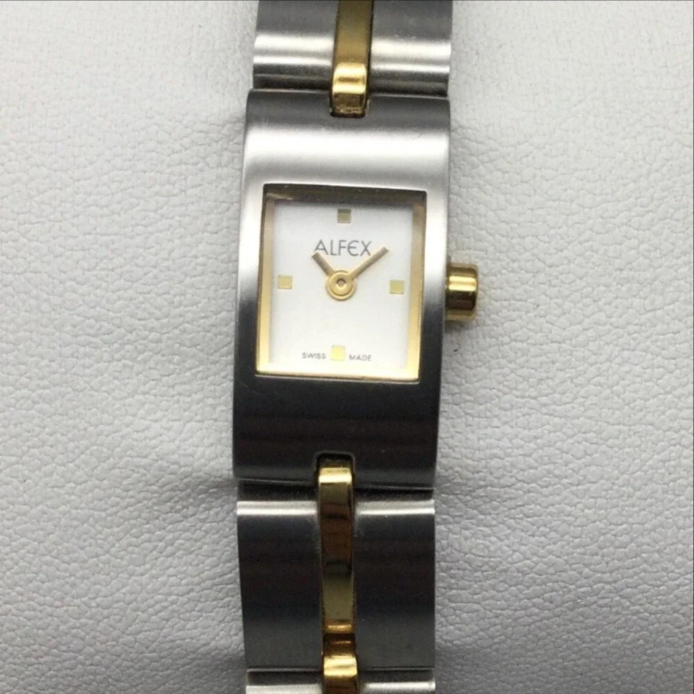 Alfex 5662 Womens Watch 12mm Two Tone Stainless Swiss Made New Battery 6.25